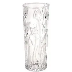 HBX, Vase, Dekovase - Blumengravur - ca. 25 cm - transparent