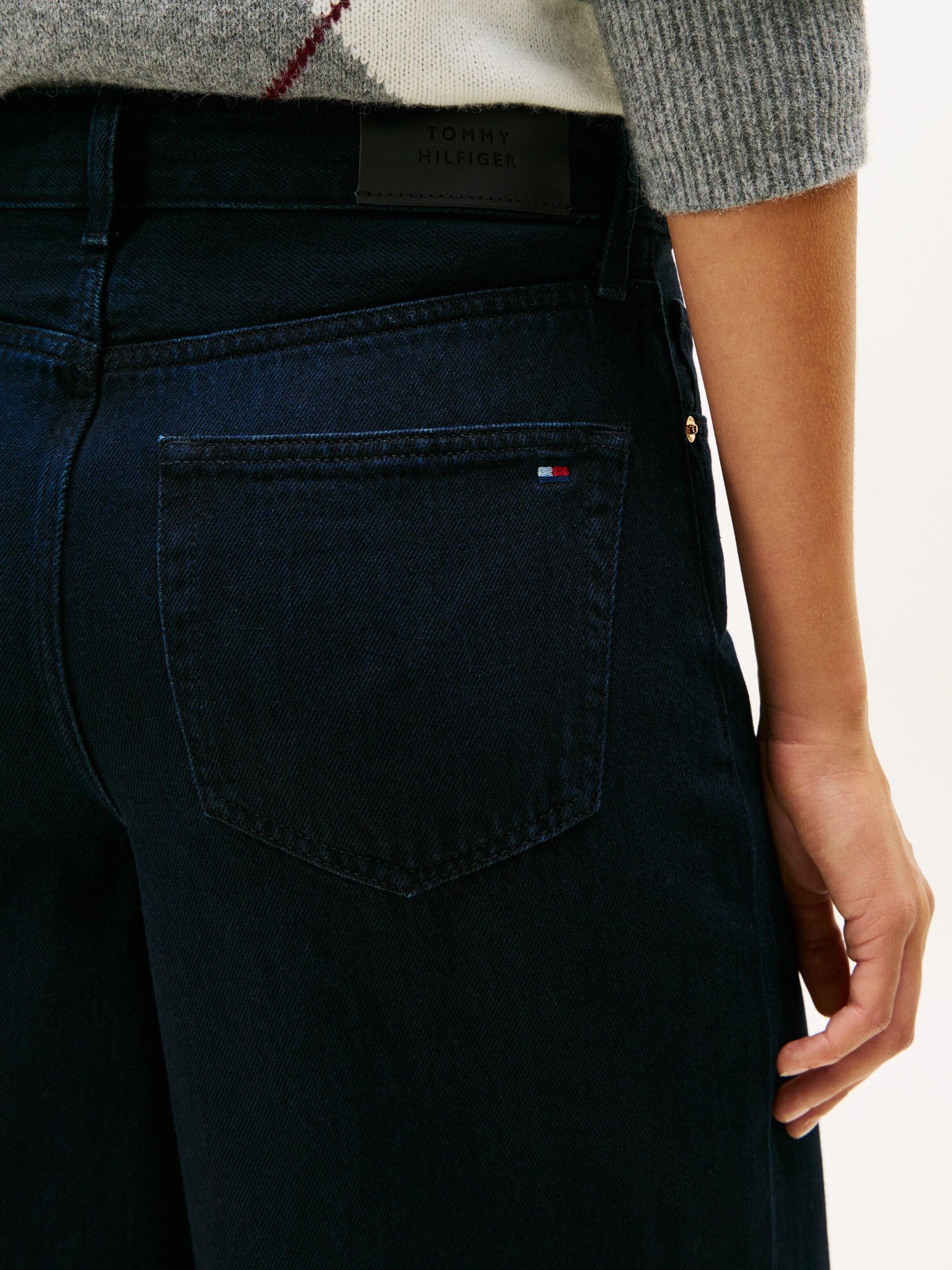High-waist-Jeans TOMMY HILFIGER "DNM 70's WIDE LEG HW", Damen, Gr. 28, Länge 30, nina, Denim/Jeans, Obermaterial: 80% Baumwolle, 20% Lyocell, unifarben, lässig geschnitten knöchellang, Jeans High-waist-Jeans nina 28, Länge 30