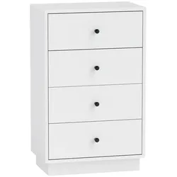 MODFU Kommode Sideboard 47x29x75 cm Weiß+Schwarz mit 4 Schubladen und Anti Kipp Schutz, moderne Aufbewahrung aus Holzwerkstoff