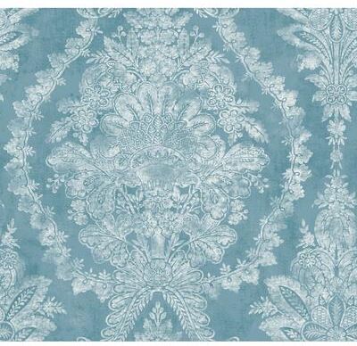 Ronald Redding Charleston Damask Blue Wallpaper