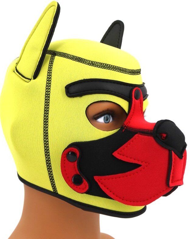 Kinky Puppy Cagoule Puppy Fox Néoprène Jaune-Rouge