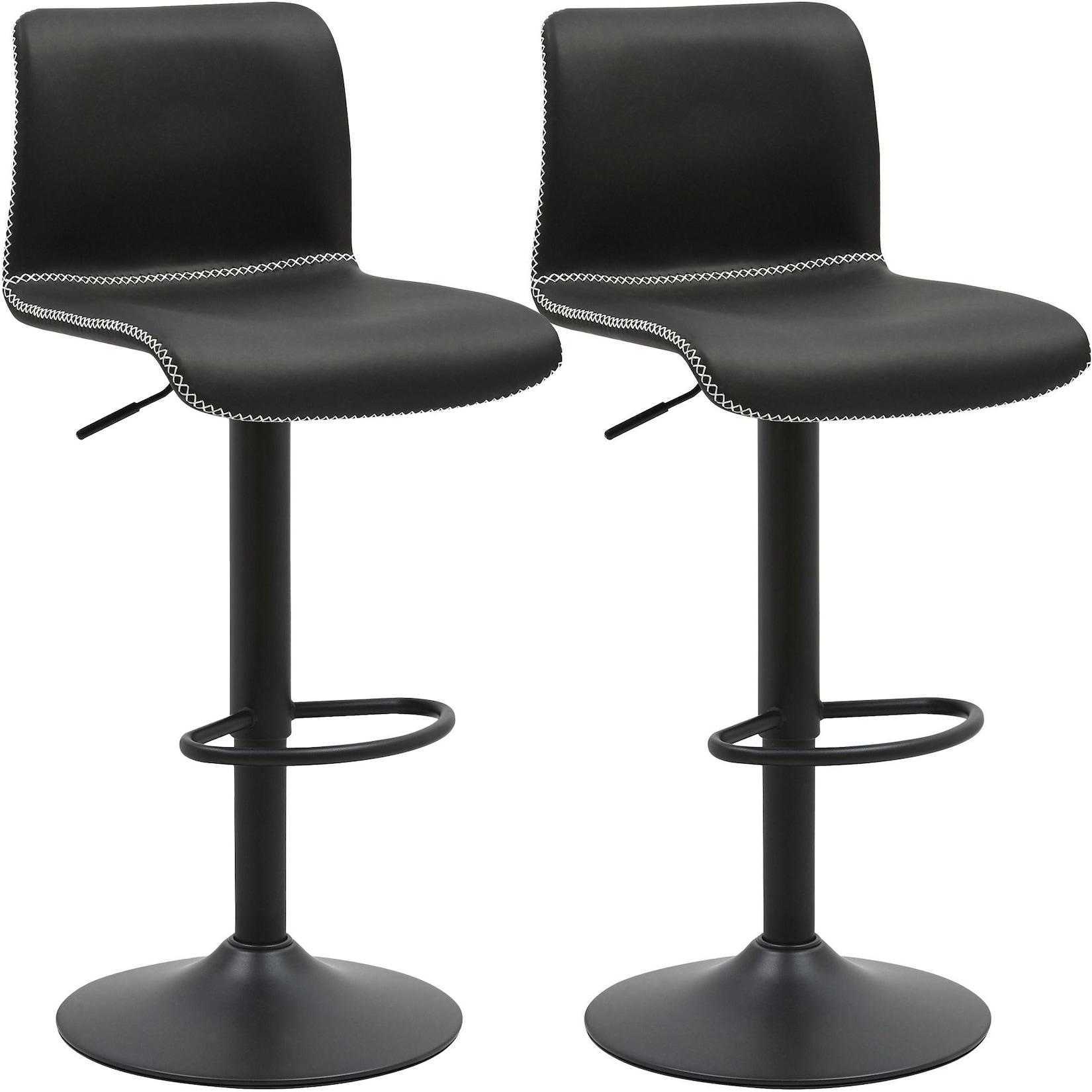 CLP 2er Set Barhocker Henchy Kunstleder - Farbe: schwarz