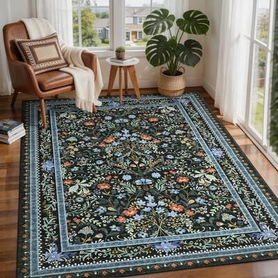 Garvee Vintage Floral Washable Area Rug