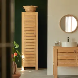 Hochschrank für das Badezimmer aus Teakholz 180 Minimalys