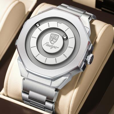 Modern Mode Marketplace Mens Quartz Waterproof Stainless Steel Watch Luxury Casual Sports Wristwatch silver