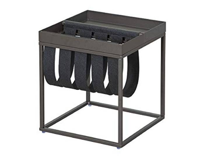 Inter Link - Table Basse - Porte-revues - Table Fonctionnelle - Anthracite - métal laqué - avec Porte-revues - Laine Bouillie - Club NY