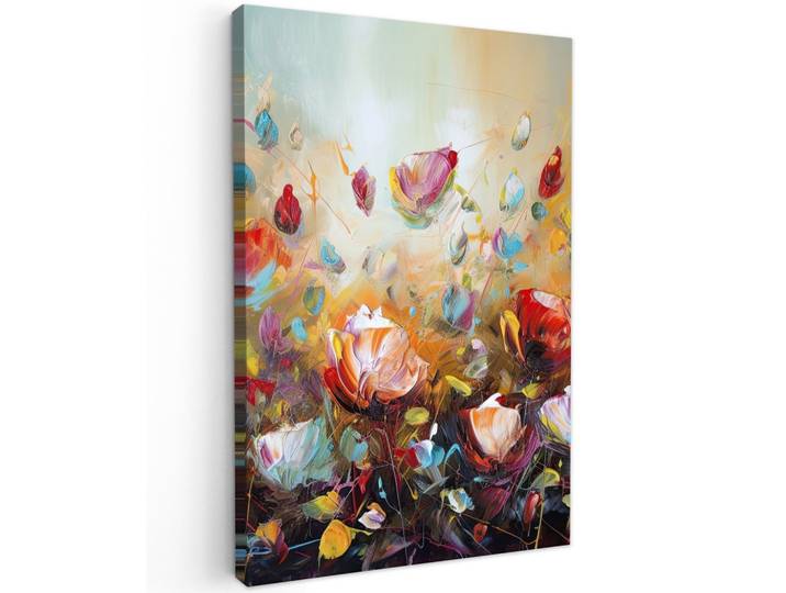 LEINWANDBILD Blumen - Kunst - Natur - Ölgemälde Wanddeko 40x60 cm