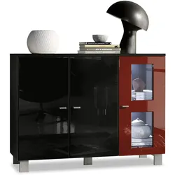 SIDEBOARD Denjo Tür in Bordeaux Hochglanz