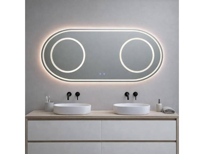 MIROIR OVALE 180X80 POUR SALLE DE BAIN AVEC ÉCLAIRAGE LED