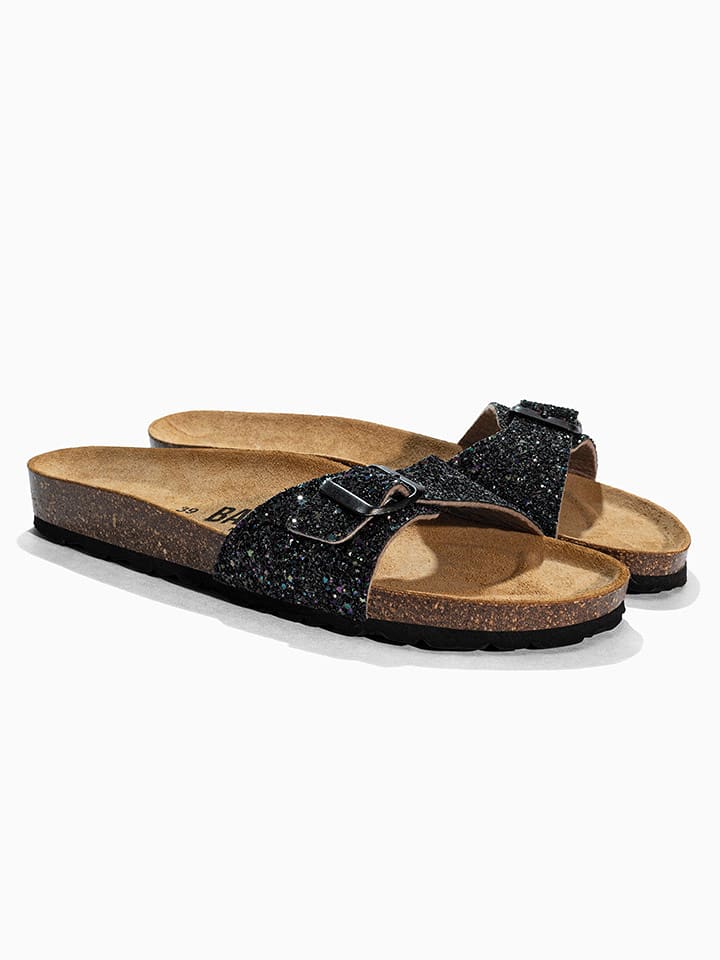 BACKSUN Leder-Pantoletten "Paris" in Schwarz - 38