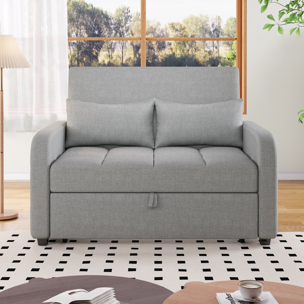 STILVORA Slaapbank - Multifunctionele 2-persoons slaapbank - Uitklapbaar logeerbed en verstelbare relaxfauteuil - Grijs
