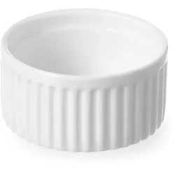 6x Auflaufförmchen geriffelt, weiß, Porzellan Ø 10 cm