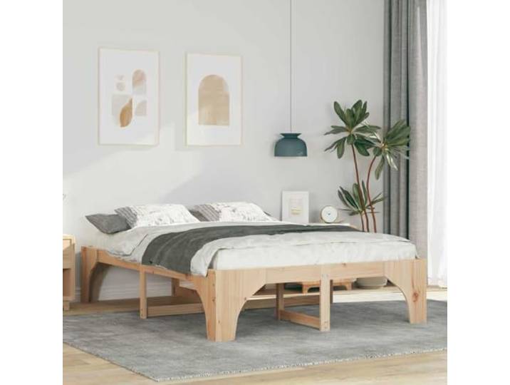 YUTAASU Bettrahmen Braun 140 x 200 cm Massives Kiefernholz Plattform-Lattenrost, Modernes Design, Einfache Pflege, Für Schlafzimmer