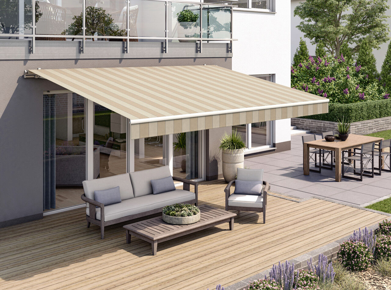 Wismar Gelenkarmmarkise Classic beige gestreift inkl. Handkurbel