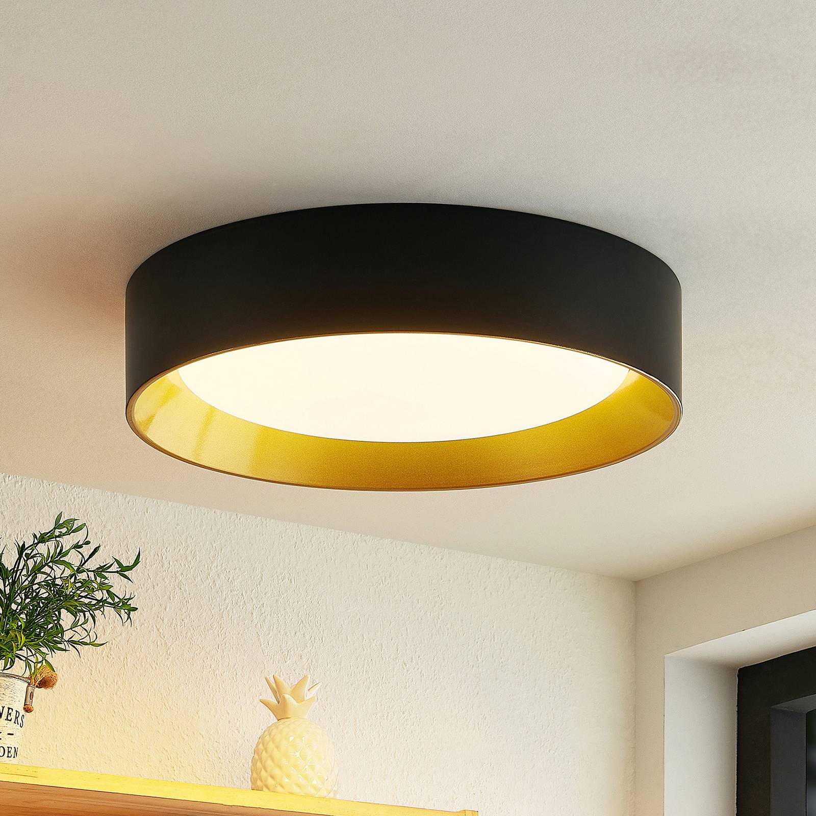 LED Deckenlampe Kambia Lindby, schwarz, für Wohn- / Esszimmer, Aluminium, Modern, LED Deckenleuchte