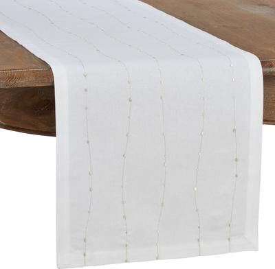 Saro Lifestyle Cotton Table Runner With Embroidered Design