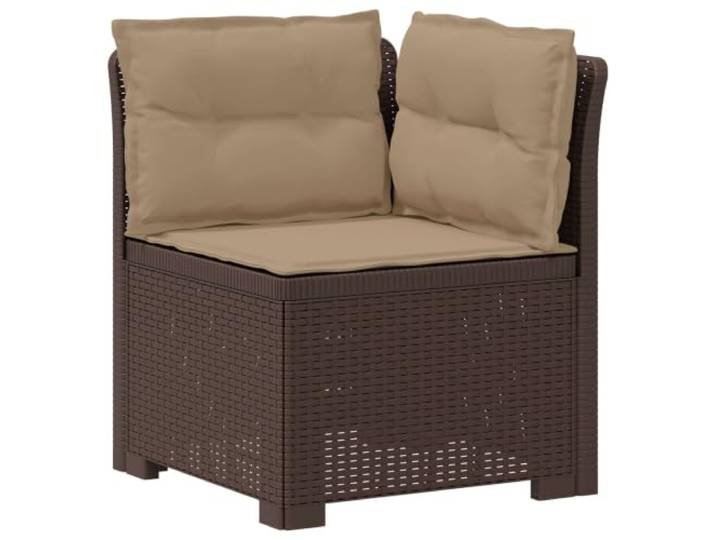 Makastle Ecksofa mit Kissen PP Rattan-Look Braun 62x62x70 cm