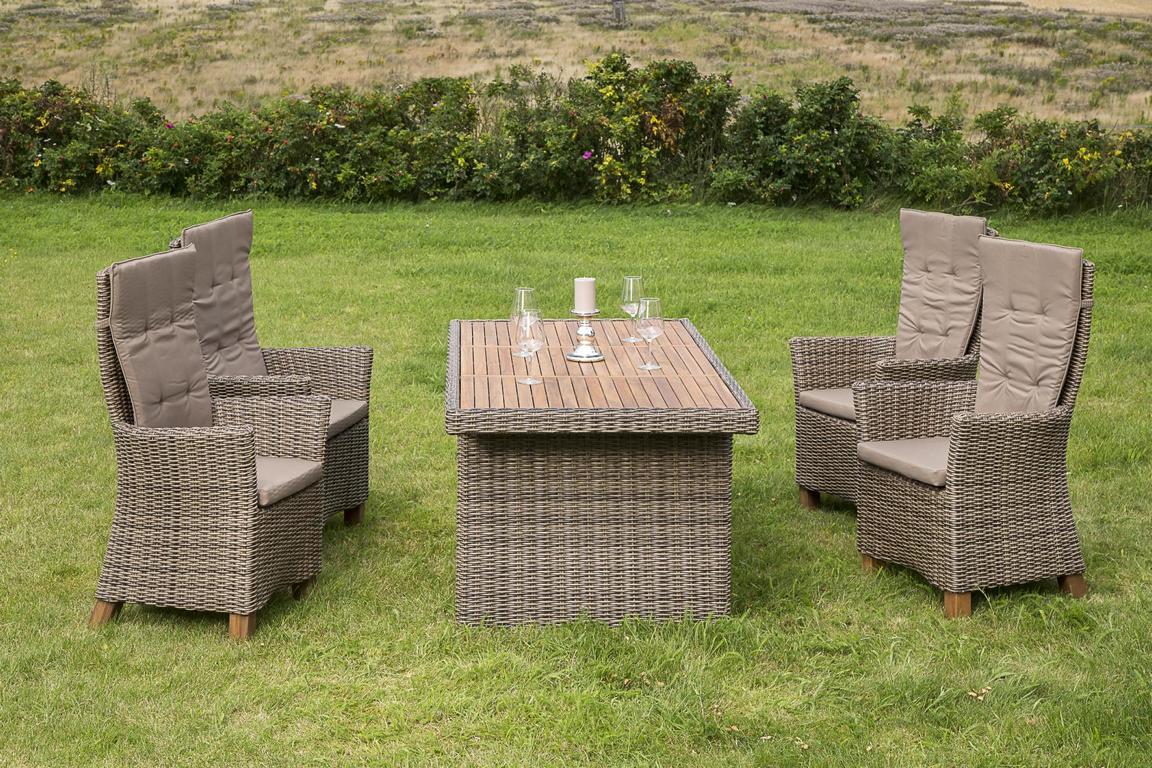 MERXXHANDELS Toskana Set 9tlg 4 Hochlehner Kissen Tisch 185x90cm 16909556