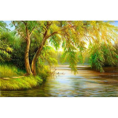 Fototapete PAPERMOON "Summer Wood Lake", bunt, B:4m L:2,6m, Vlies, Tapeten