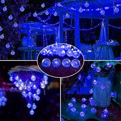 Uplift Essentials Solar Powered Bubble Ball String Lights For Outdoor Decor And Festivals white 12m 100leds