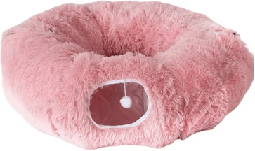 Inspire Curations Plush Donut Cat Tunnel Bed Cozy Peekaboo Play Tunnel & Sleeping Nest c