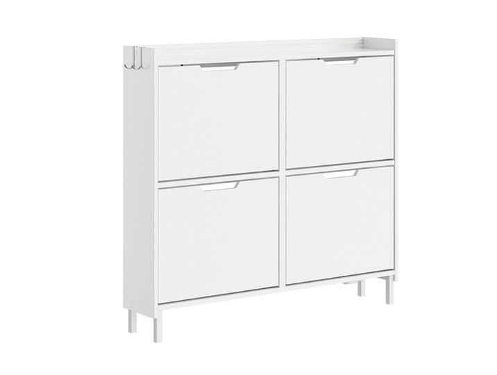 Sobuy Meuble À Chaussures 4 Portes Blanc 100x19x93cm Moderne Fsr100-e-w