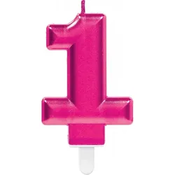 Kerze pink Zahl 1