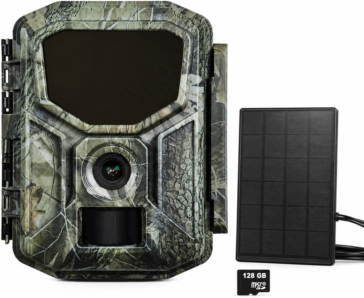 Siltcon® Wildkamera 8K 64MP – No-Glow, WLAN und Solar – 128GB SD