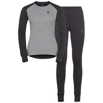 Thermounterwäsche-Set ODLO "Set-ACTIVE WARM Special Set", Damen, Gr. XL, grau (dunkelgrau melange, grau melange), Obermaterial: 100% Polyester, Bekleidungssets
