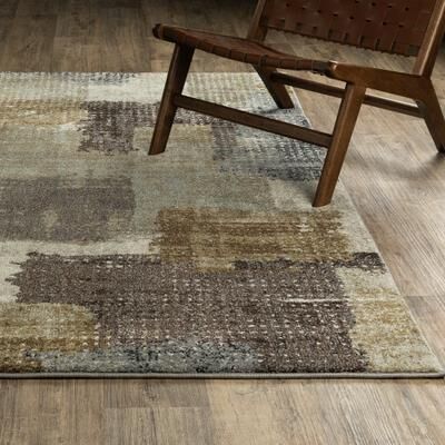 ROW ROW Gemma Modern Layerd Block Green/Brown Area Rug