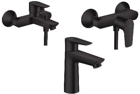 Hansgrohe Talis E Badarmaturen Set schwarz, für Waschtisch, Wanne, Dusche