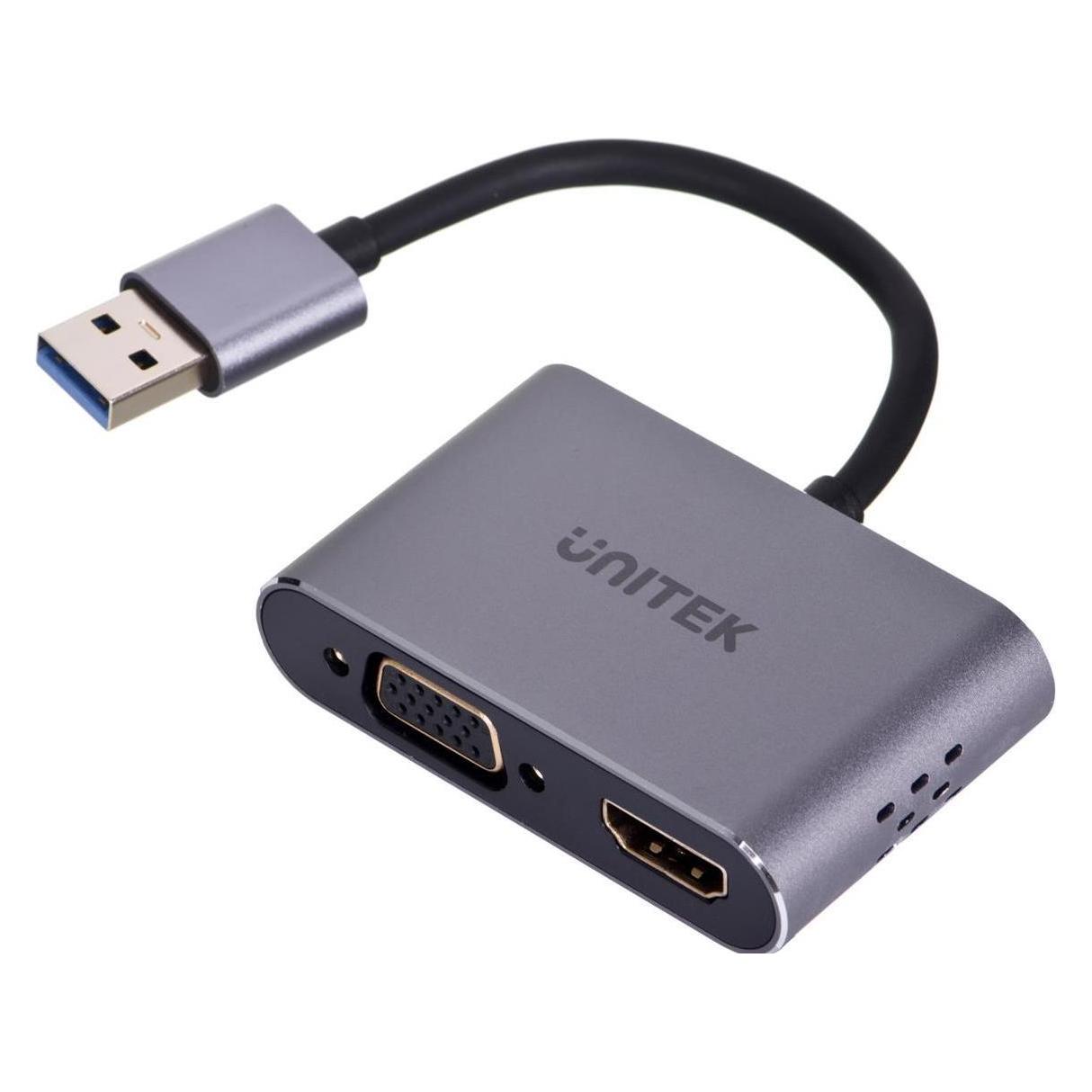 Unitek USB-Adapter mit HDMI und VGA, FullHD (USB-A) (V1304A)