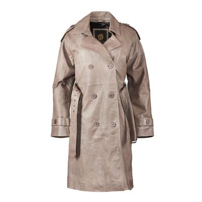Wintermantel APPLE OF EDEN "Apple of Eden Ledermantel AOE-145", Damen, Gr. 36, braun (taupe), Obermaterial: 100% Lammleder LEL. Futter: 100% Polyester PES. 100% Polyester PES., uni, modern fit, V-Ausschnitt, Mäntel Wintermantel, mit Knopfleiste und...
