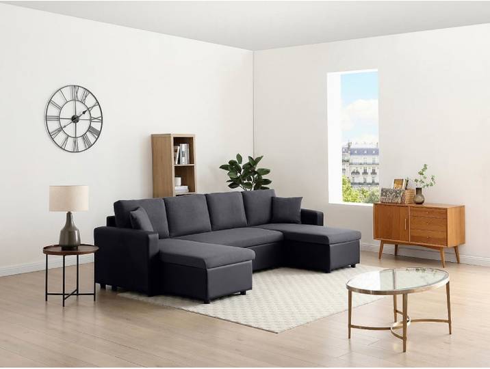 Canapé convertible polyester 5 places noir