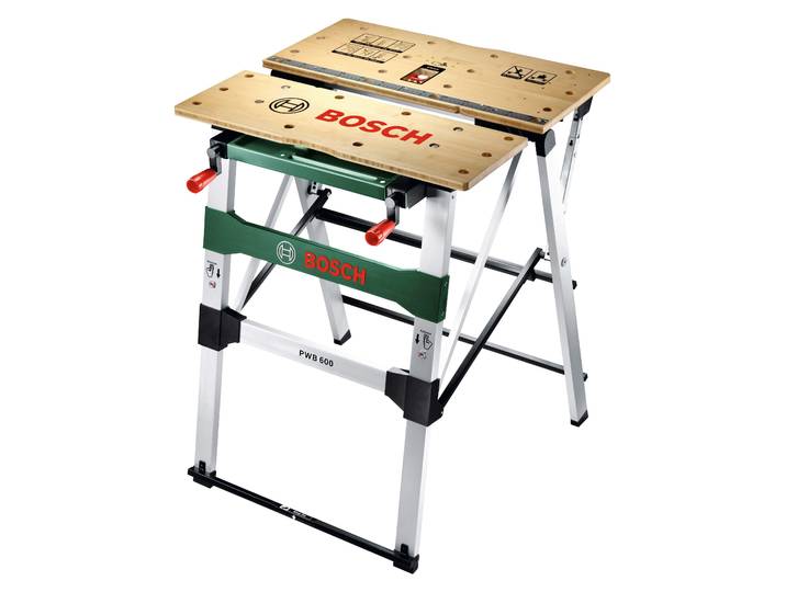 Werkbank BOSCH HOME & GARDEN PWB 600 , grün, B:75cm H:85cm L:78cm T:75cm, Aluminium, Bambus, Werkbänke, Werkbank, L/T/H: 78x75x85 cm