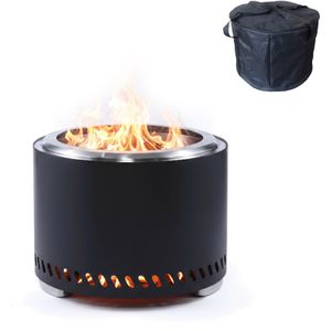 Relaxdays Feuerschale 10053274, aus Edelstahl, Ø 49,5 cm, mit Tragetasche, rauchfrei