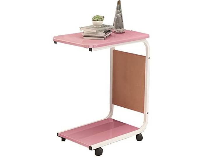 Vintage C-förmiger Couchtisch mit Seitentasche, for Wohnzimmer, Sofa(Pink)