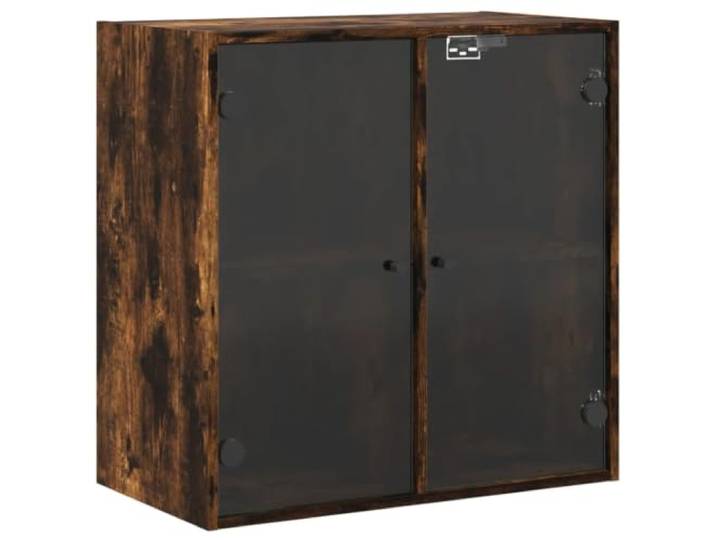 Helloshop26 Wandschrank aus Raucheiche, 68 x 37 x 68 cm, mit Glastüren, modernes und vielseitiges Design, aus Holz, schwarz, 02_0049335