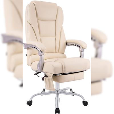 CLP Bürostuhl Pacific mit Massagefunktion Echtleder HBT: 118x69x64 cm creme
