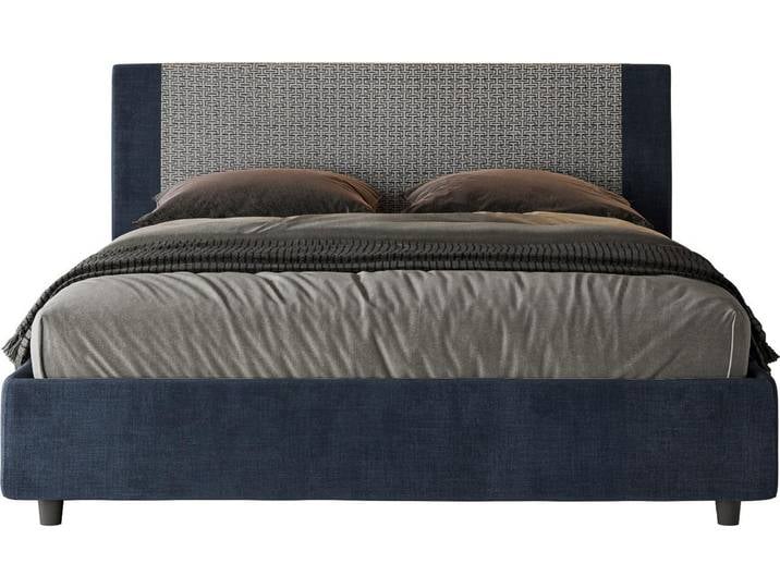 ITYHOME - Lit sans sommier rembourré 160x190 tissu Labirinto 09 bleu Rosal