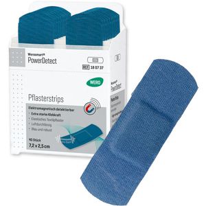 Wero Pflaster PowerDetect, 40 Strips, detektierbar, elastisch, atmungsaktiv, 7,2 x 2,5cm