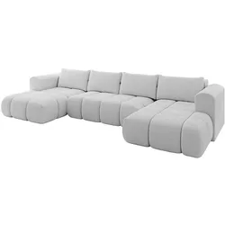 WOHNLANDSCHAFT CLOUD-U 405x185x90 Hellgrau Bouclé