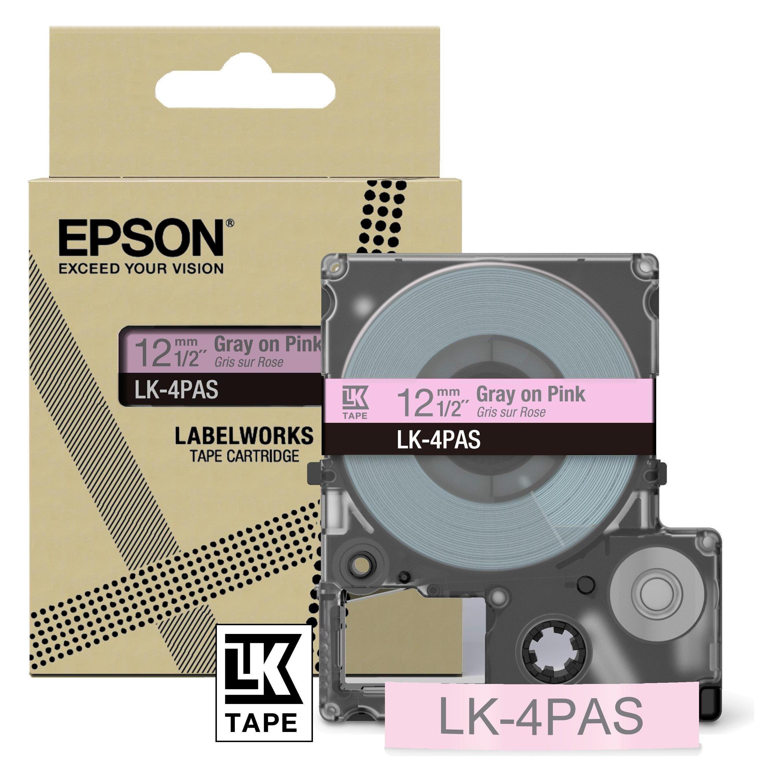 Epson LabelWorks LK-4PAS - Soft Pink/Gra (1.20 cm) (C53S672103)