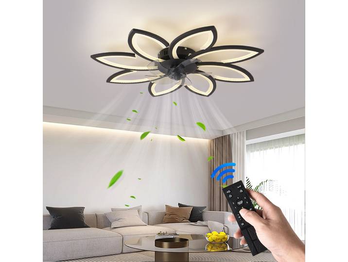 Pétales LED plafonnier ventilateurs de plafond avec lumière chambre Table à manger ventilateur lampe ventilateur télécommande luminaire
