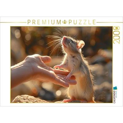 CALVENDO Puzzle Der Lift nach oben - Ratte steigt auf die Hand ihres Menschen | 2000 Teile Lege-Größe 90x67cm Foto-Puzzle für glückliche Stunden