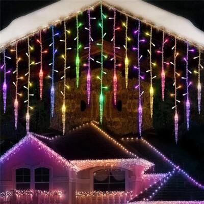 Friendly Fresh Finds LED Icicle Curtain Lights Waterfall String Lights For Garden Wedding Decor colorfui us Plug