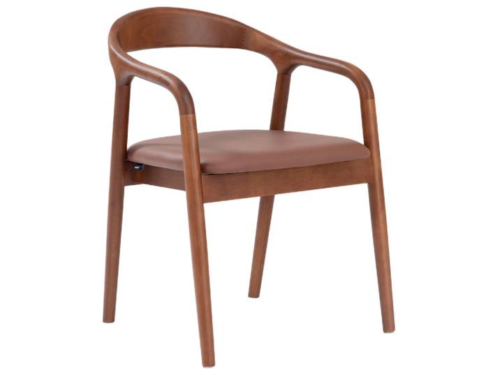 Holzstuhl für Esszimmer Battione braunes Kunstleder/Nussbaum