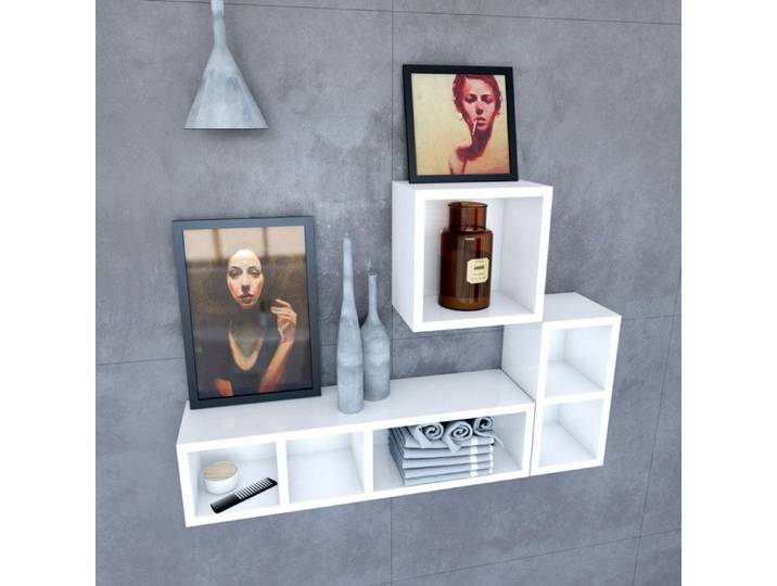 Etagère murale 80x20x20cm blanche de rangement 3 emplacements - PERSONALYZ TRIPLO