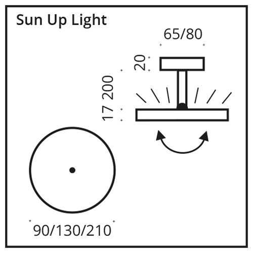 Top Light SUN Up-Light LED-Deckenleuchte 21cm chrom matt 7-32521011 4251349334752