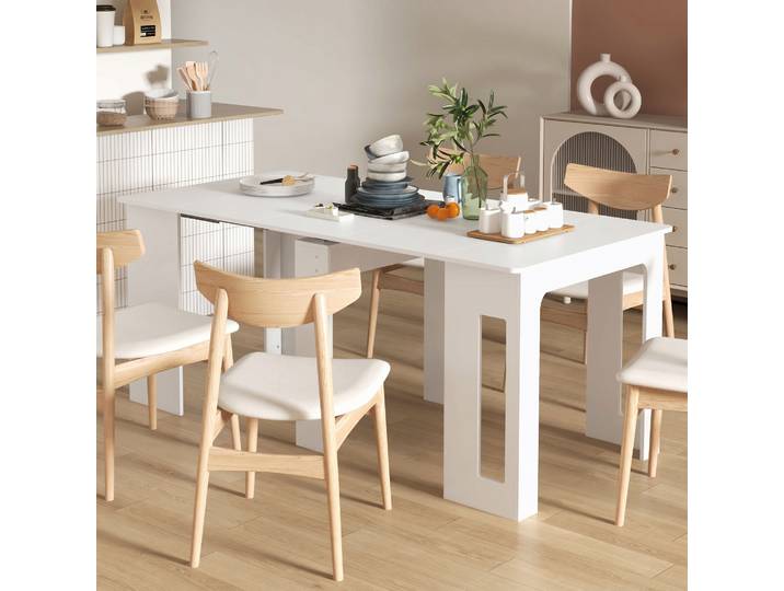 HOMCOM Table Pliante Extensible 6 Pers. Cuisine Blanc